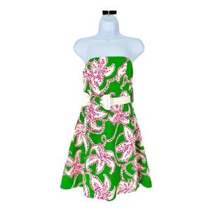 NEW $228 LILLY PULITZER Amberly Twinkle Floral Pink Pattern Strapless Dress Sz 2